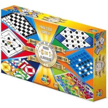 Imagem de Jogo de Tabuleiro 6 em 1 Clube do Jogo Multicor – Diversão Educativa para Toda a Família