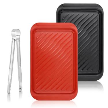 Imagem de 2 bandejas de preparação e servir para grelhar, bandeja de melamina para alimentos, bandejas de preparação para grelhar, pratos de churrasco para carne cozida e preparada, ao ar livre, festa, marinar