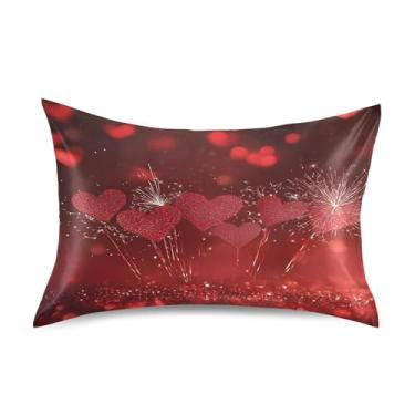 Imagem de SEHANY Capas de almofada de seda para cabelo e pele para o Dia dos Namorados, capas de almofada de cetim respiráveis macias e refrescantes com fecho de envelope, tamanho king (50,8 x 66 cm)