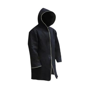 Imagem de oshhni Macacão de fibra de carbono à prova de fogo com capuz, isolante térmico e faixa refletora, ideal para fuga de incêndio, multiuso para uso doméstico, 130cm X 53cm