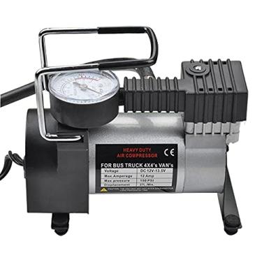 Imagem de Compressor de Ar Elétrico Inflador Pneus 12V Bomba Portátil com Manômetro Cabo Energia Longo para Carro Moto Bicicleta Basquete