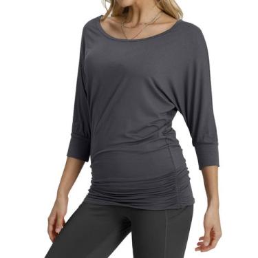 Imagem de Blusa "Match" para Mujer con Manga 3/4 y Drapeado Lateral Gris XL