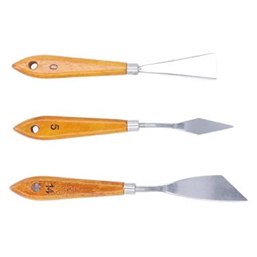 Imagem de KIMISS Faca de Paleta de Aço Inoxidável Com Cabo de Faia - Espátula Versátil de Pintura a óleo e Acrílica para Artistas - Design Pendurável para Fácil Armazenamento