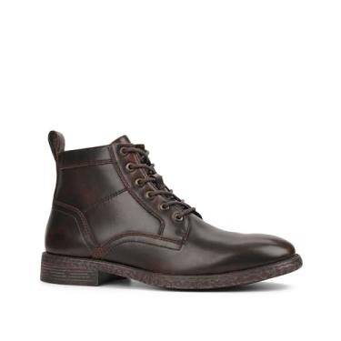 Imagem de FIEEIF Botas masculinas de couro Chukka com cadarço e zíper lateral elegantes e confortáveis, Café escuro, 42