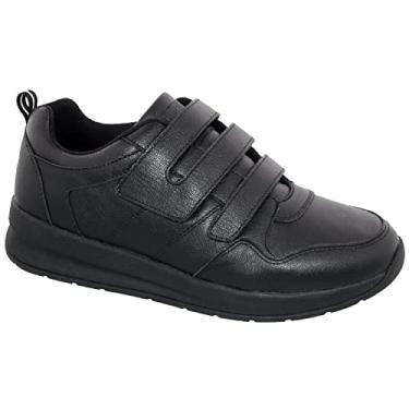 Imagem de Drew Shoes Rocket V – Tênis masculino terapêutico Diabético Extra Profundidade Couro / Malha Velcro, Black/Calf, 10 Wide