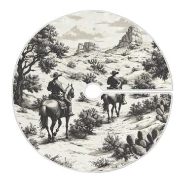 Imagem de Qilmy Saia de árvore de Natal caubói do deserto ocidental 120 cm, camurça para árvore de Natal, adequada para decoração de armário em ambientes internos e externos, festas, escritórios, lojas