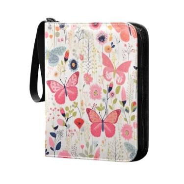 Imagem de Wassud Fichário de 4 bolsos, borboletas fofas, comporta 400 cartões padrão, álbum TCG CCG MTG à prova d'água, presentes para colecionadores, meninos e meninas