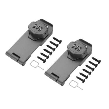 Imagem de PATIKIL Fechadura de combinação de armário sem chave, 10 cm, 2 peças, liga de zinco, 3 dígitos, botão de torção, trava de ferrolho para armários, armário, gaveta, armário de cozinha ao ar livre, cinza