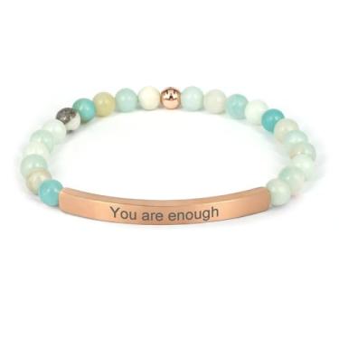 Imagem de cusurlove Pulseira Cristã Inspiradora para Mulheres, Banhado a Ouro 18 K, Biblia Versículo com Contas Amazonita, Presente de Fé Religiosa para Mãe, Filha, Irmã, Amiga, Medium, Pedra Aço inoxidável