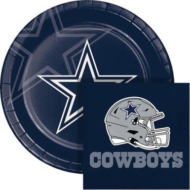 Imagem de Trendware Kit de prato e guardanapo de papel Dallas Cowboys, 72 unidades