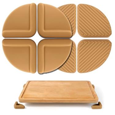 Imagem de MANJIA Pés antiderrapantes de silicone para tábuas de corte, almofadas estabilizadoras de tábua de cortar removíveis, pés de tábua de cortar de cozinha, presentes quentes para cozinha e casa, 4 peças