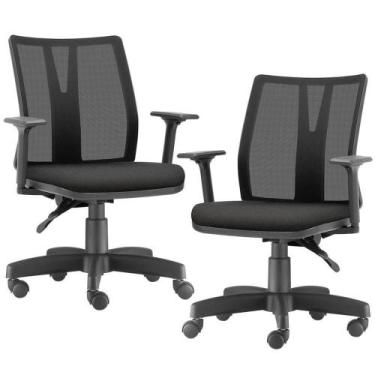 Imagem de Kit 02 Cadeiras Escritório Addit F02 Crepe Preto - LYAM DECOR