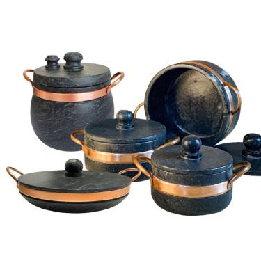 Imagem de Jogo De Panelas De Pedra Sabão 5 Peças Com Panela De Pressão 4 Litros