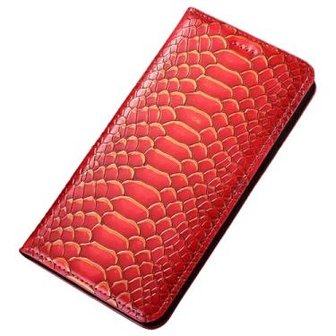 Imagem de POYUFRG Capa flip para Xiaomi 17 Pro Max/17 Pro/17, capa carteira de couro com estampa de cobra com compartimentos para cartões, capa protetora, vermelha, 17 ProMax