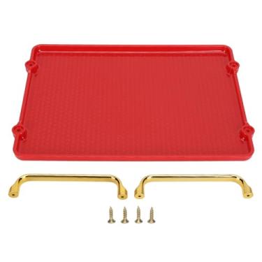 Imagem de Bandeja decorativa CUOFYUNL Bandeja de servir ergonômica de textura elegante e requintada com alças para produtos de beleza (Vermelha)