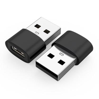 Imagem de Pacote com 2 adaptadores USB para USB-C, conversor tipo C fêmea para USB-A macho (pacote com 2)