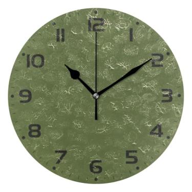 Imagem de JUZIHAI Relógio de parede de cor sólida verde silencioso, sem tique-taque, relógios de parede redondos operados por bateria, fácil de ler, relógio decorativo de parede para casa, cozinha, sala de