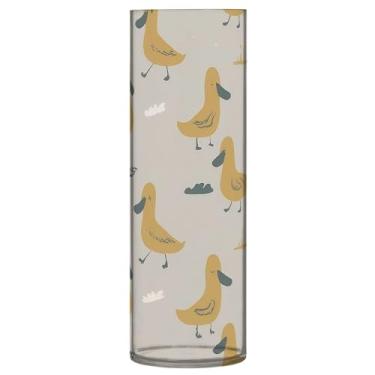 Imagem de JUZIHAI Vaso de patos desenhado à mão para flores 9,9 cm x 30 cm Cilindro de plástico moderno vaso de flores para centro de mesa de casamento decoração de casa