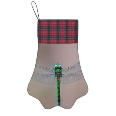 Imagem de SKKNT Meias de Natal com estampa de libélula, animais de estimação, decoração de Natal, cães, gatos, árvores, doces, presente conveniente