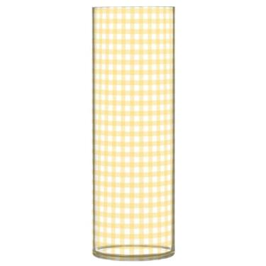 Imagem de JUZIHAI Vaso de guingão amarelo para flores 9,9 cm x 30 cm Cilindro de plástico moderno vaso de flores para centro de mesa de casamento decoração de casa