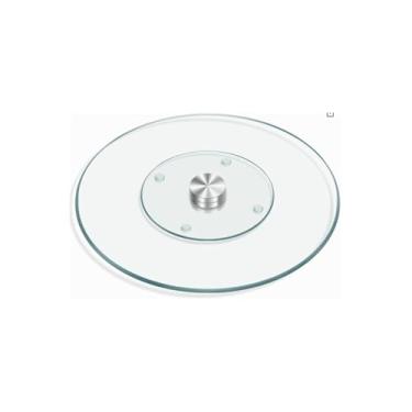 Imagem de Prato Giratório para Confeitagem, Vidro e Metal, 30cm Diâmetro, Transparente, Base Giratória para Decoração de Bolos