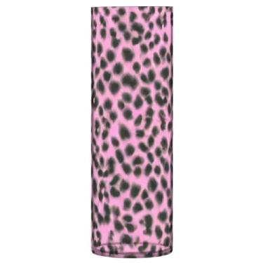 Imagem de JUZIHAI Vaso com estampa de leopardo rosa para flores, 9,9 cm x 30 cm, cilindro de plástico, moderno, vaso de flores para centro de mesa de casamento, decoração de casa