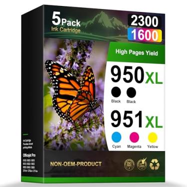 Imagem de Pacote combo de cartuchos de tinta 950XL compatível com impressora HP 950 951 para HP OfficeJet Pro 8600 8610 8615 8620 8625 8630 8640 8660 8100 276DW 251DW (pacote com 5)