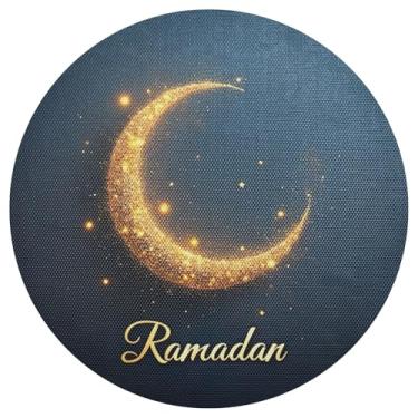Imagem de Tapetes de mesa Ramadan Moon Blue de 38 cm, tapete de prato de mesa de jantar, jogo americano à prova de calor, jogo americano de PVC, conjunto de 1