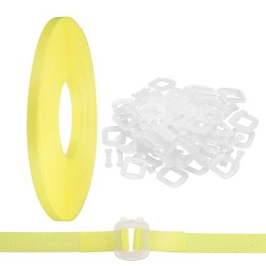 Imagem de PATIKIL Kit de cintas de fita de embalagem de plástico de 110 jardas, alça de embalagem com 50 peças de fivelas transparentes, ferramenta de bandagem universal para caixas de papel, itens de madeira