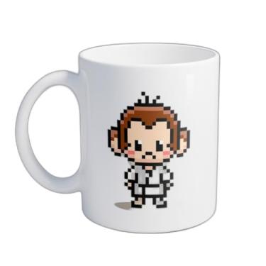 Imagem de Caneca Xícara de Café Porcelana 300ml Com Desenho Macaco Karatê Pixel Art