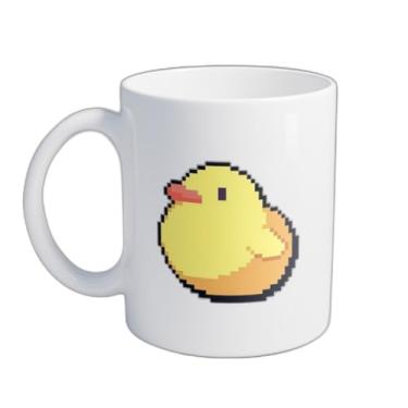 Imagem de Caneca Xícara de Café Porcelana 300ml Design Pato de Borracha Pixel Art