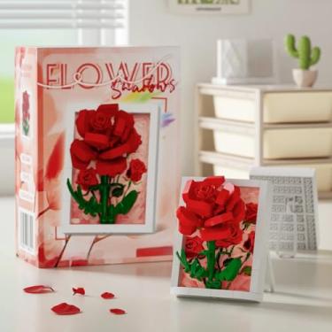 Imagem de Estatueta de arte em miniatura rosa vermelha eterna - mesa de flores 3D românticas colecionáveis