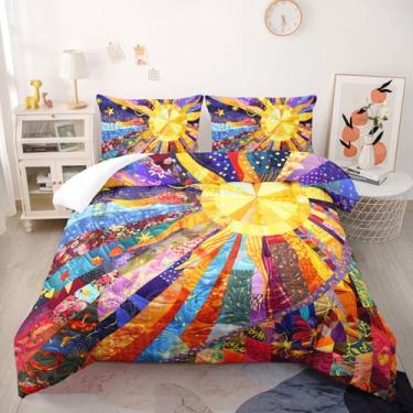 Imagem de Jogo de cama King Size com estampa de flores silvestres e flores silvestres para meninos e mulheres, estampa floral, rústico, casa de fazenda, botânico, com 2 fronhas