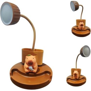 Imagem de Luminária de Mesa Capivara LED Porta Canetas Lápis Celular Decorativo Abajur Estudo Sala Quarto