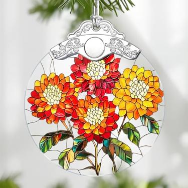 Imagem de Enfeites de Natal: Ornamento de flor de nascimento de outubro estilo vitral - decorações de árvore de Natal, presentes de festa de feriado, presentes de dia das mães e aniversário para mulheres, mãe e