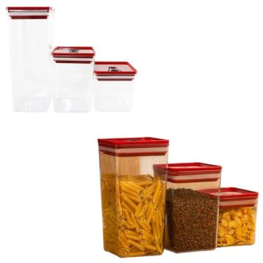 Imagem de Kit Organizador Hermético Dubai Vermelho, 5 Litros