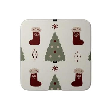 Imagem de Ladrilho Decorativo de Cerâmica Vintage de Natal com Estampa de Árvore e Meia