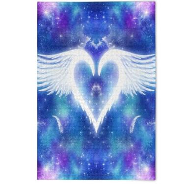 Imagem de Colorful White Wing Heart Jigsaw Puzzle Adult 1000 Pieces Tech Game Puzzle Gifts Cool Large Puzzles Cute Animal Painting, 1000 Pieces, 29.5" x 19.7"