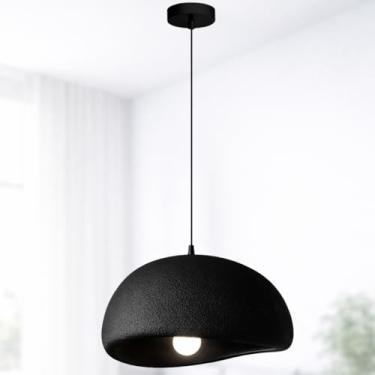 Imagem de Gimpo, Lustre Pendente 40cm Luminária Japonesa Wabi-Sabi Orgânico Cogumelo Concreto Gimpo LTJ40-PRETO-A