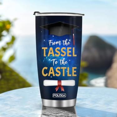 Imagem de Copos isolados Caneca Copo Aniversário Ano Sênior Formatura Temporada Presentes de Natal para colegas de classe Quartos Estudantes Professores Meninos Meninas Homens Mulheres Filha Alça Fria Gelado