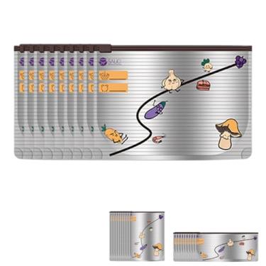 Imagem de Sacos de armazenamento seláveis de folha de alumínio espesso reutilizável de íon prata - pacote com 10 design de fundo vertical com zíper e etiqueta - Soluções de armazenamento para freezer e cozinha