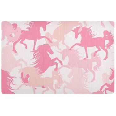 Imagem de TSENQUE Unicórnios personalizados Camuflagem Rosa Outono Tapete Enlameado Absorvente Grande Tapete de Porta Frontal de Outono Tapetes de Porta Externa para Entrada Externa, 81 cm x 50 cm