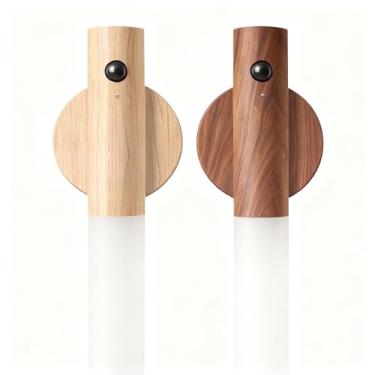 Imagem de Luminária com Sensor de Movimento Luz LED Automática com Ímã e Adesivo, Bateria 500 mAh Recarregável, IP20 Para Corredor, Escada, Armário e Como Luz Noturna (Madeira clara)