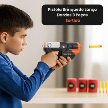 Imagem de Pistola Brinquedo Lança Dardos 9 Peças - Sortida - WELLMIX