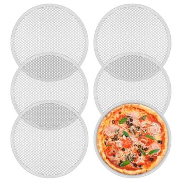 Imagem de BXUYAOXMC Bandeja de pizza com 6 peças, tela de pizza de 30,5 cm, antiaderente, resistente à temperatura, bandeja de malha de pizza reutilizável, para forno, casa, restaurante