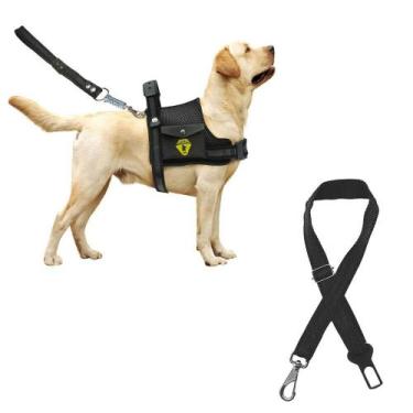 Imagem de Coleira Peitoral Para Cães Com Cinto De Segurança Ajustável Guia Com A