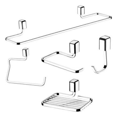 Imagem de Kit acessórios banheiro schmitt essencial cromado - 5 peças cromado