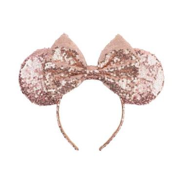 Imagem de Tiara Grande De 7 Polegadas Disney Mickey Minnie Com Laço De Lantejoul