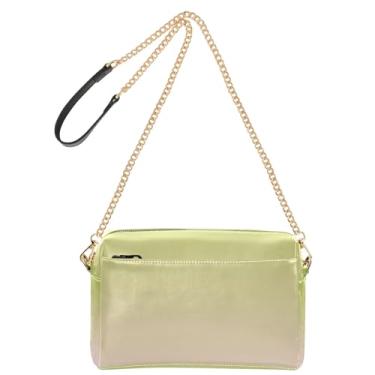Imagem de Joitme Bolsa feminina transversal para celular verde fofa rosa gradiente couro PU bolsa de ombro com alça de corrente