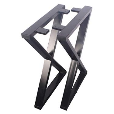 Imagem de Conjunto de 2 pernas de mesa de metal, pernas de mesa industriais resistentes, para mesa de café, mesa de jantar, banco, estação de trabalho em casa. (dourado 60 x 72,5 cm)